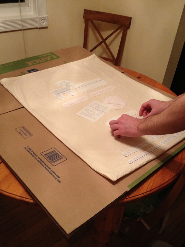 Laying out the santa sack